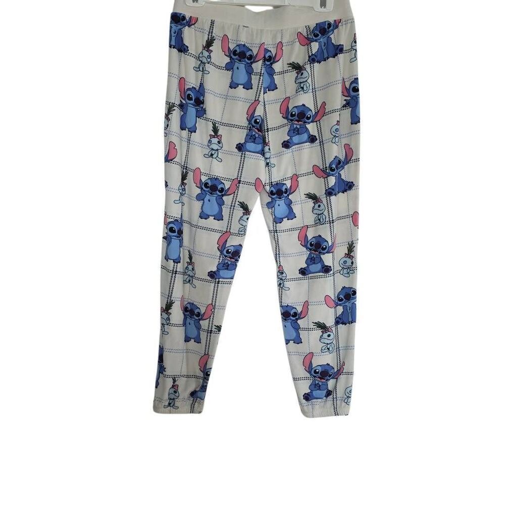 Disney Women's Size Small White Blue Stitch Soft Pajama Pants - Picture 6 of 6